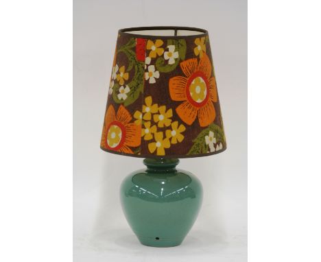 A Denby pottery table lamp, with floral decorated shade, 20cm