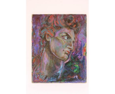 Oil on canvas, male portrait, indistinctly signed bottom left corner, unframed, 51cm x 41cm