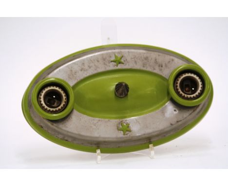 An Art Deco ceiling light fitting, of oval form, 30cm