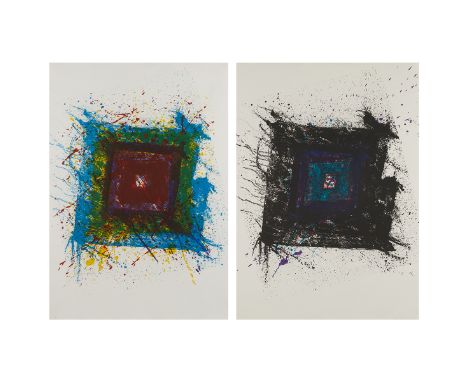 Sam Francis (American, 1923-1994). Pair of color lithographs titled "Paradise of Ash" depicting blocks of color with the arti