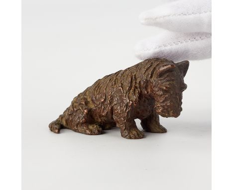 Marguerite Kirmse (American, 1885-1954) for Gorham, United States. Small bronze Scottish Terrier with a dark brown patina, de