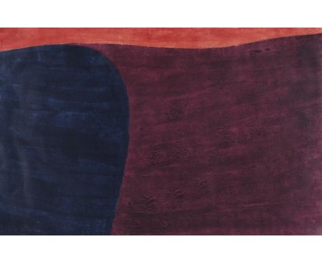 Carol Summers (American, 1925-2016). Woodcut print on paper titled "Altiplano" depicting an abstract color-blocked scene in b