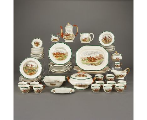 Spode, England. 80 piece China dinner service set including: two serving platters, one serving bowl, one lidded soup tureen, 