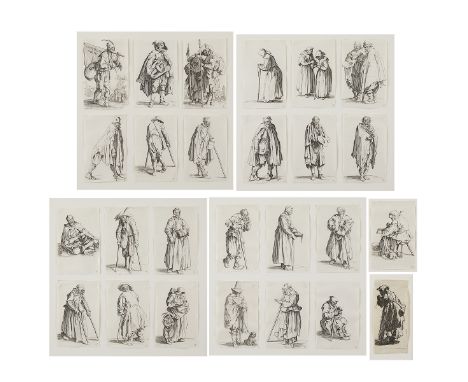 Jacques Callot (French, 1592-1635). Group of 26 etchigns depicting beggers. Including plates 1 through 25 from the 1622 serie