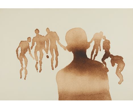 Sir Antony Mark David Gormley OBE RA (British, b. 1950). Photopolymer-engraving on paper titled "Together" depicting the silh