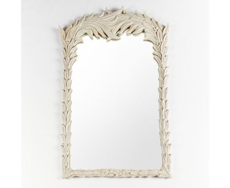 Palm frond mirror in the style of Serge Roche (French, 1898-1988). Similar to styles of Dorothy Draper or John Dickinson. Car