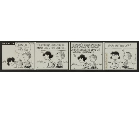 Charles Schulz (American, 1922-2000). Original four panel "Peanuts" comic strip, the daily strip for Monday, February 15, 196