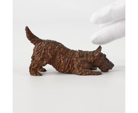 Marguerite Kirmse (American, 1885-1954) for Gorham, United States. Small bronze Scottish Terrier with a dark brown patina, de