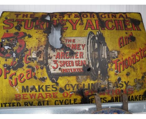 "The First and Original - STURMEY Archer" enamelled sign - high damage