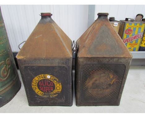 A Redline Glico Limited oil can and another 