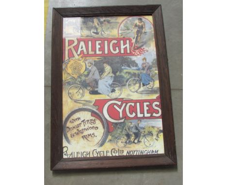 A framed and glazed print "Raleigh Cycles" 