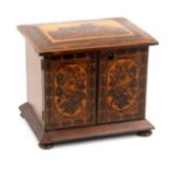 A rosewood Tunbridge ware table cabinet, the cushion top with an inset mosaic view of Ross Castle,