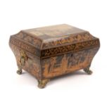 A fine print and penwork decorated documentary sewing box belonging to the Suffragette Georgiana