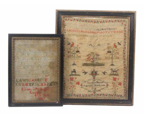 A mixed lot of samplers, needleworks, etc., comprising a framed sampler 'Sarah Stone Aged 12, 1841', 36 x 30cms, another 'Eli