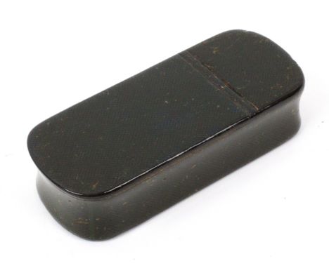 A Scottish sycamore snuff box, with wooden hinge, lid interior with Royal Warrant and 'Smith Mauchline Manufacturers To His M