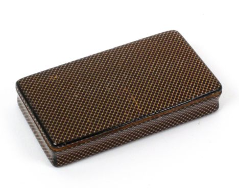 A Scottish sycamore snuff box, with wooden hinge, lid interior with Royal Warrant and 'Manufacturers To His Majesty, Smith Ma