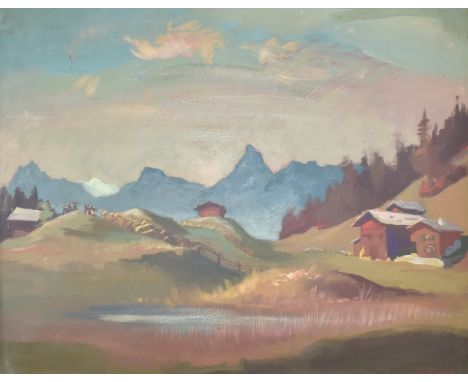{Konrad Honold. 1918 Weingarten - 2007 Schruns.} Sign. Blick auf die Zimba an einem sonnigen Herbsttag. Öl/Lwd. 60 x 75 cm. R