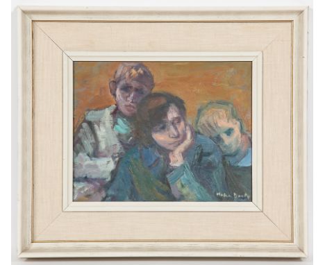 * MOIRA BEATY (SCOTTISH 1922- 2015),
BOYS WILL BE BOYS
oil on board, signed
20cm x 26cm
Framed.
Note: Moira went to Glasgow S