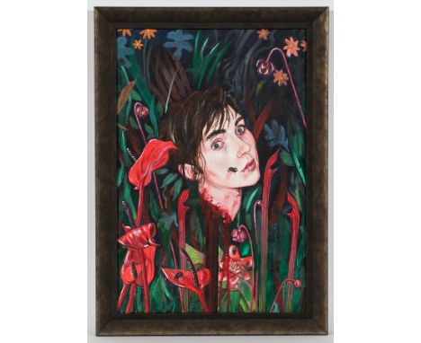 ROSIE DAHLSTROM, 
FAT BLACK TRUTHS THAT LOOK LIKE FLIES
oil on canvas
60cm x 40cm
Framed.
Note: Born in Glasgow, Rosie Dahlst