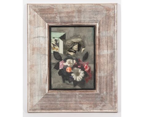 * ALEXANDER (SANDY) FRASER,
SELF PORTRAIT IN A BOX
oil on board
19.5cm x 13.5cm
Framed and under glass
Label verso:  Riversid