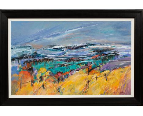 SHELAGH CAMPBELL,
FIRST SNOW KNAPPS LOCH
acrylic on canvas, signed and dated 2015
76cm x 122cm
Framed