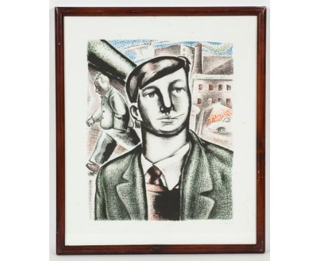 * PETER HOWSON OBE, MAN WITH CIGARETTE limited edition colour lithograph, signed, titled, dated '80 and numbered 48/50 in pen