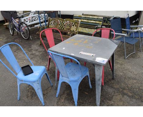 Square outdoor dining table and four chairs