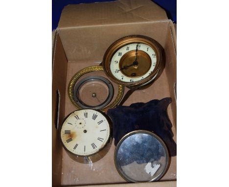 Box of assorted clock parts