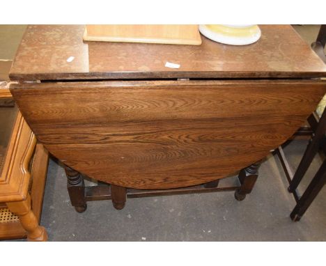 Oval drop leaf dining table, approx 91cm wide
