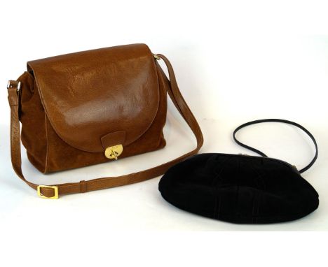 Two vintage designer handbags 
To include a Picard tan suede and leather handbag of saddle bag form, 21cm x 28cm, and a Bally