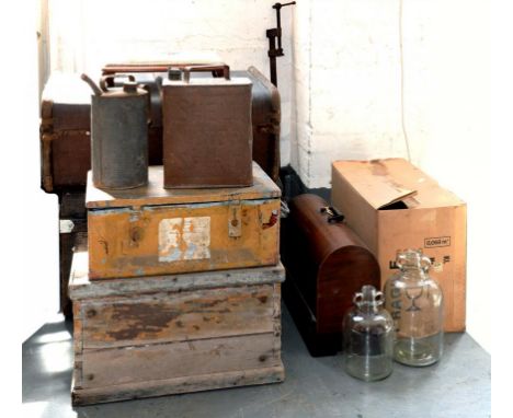 CABIN TRUNK, SEWING MACHINE, SHELL MOTOR PETROL CAN, ETC