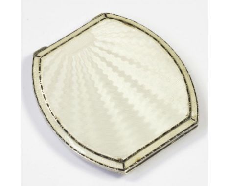 A GEORGE V SILVER AND EAU DE NIL GUILLOCHE ENAMEL COMPACT BY ASPREY & CO LTD, 7.5CM W, BIRMINGHAM 1933
