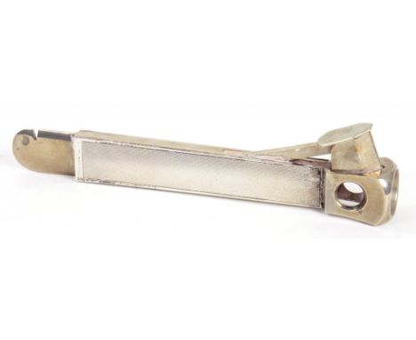 A CIGAR PIERCER WITH ENGINE TURNED SILVER SCALES