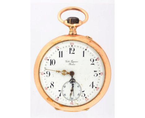 A SWISS GOLD KEYLESS LEVER WATCH, THE DUST CAP APPLIED WITH A COLOURED GOLD BASS RELIEF PORTRAIT OF KAISER WILHELM II, THE TH