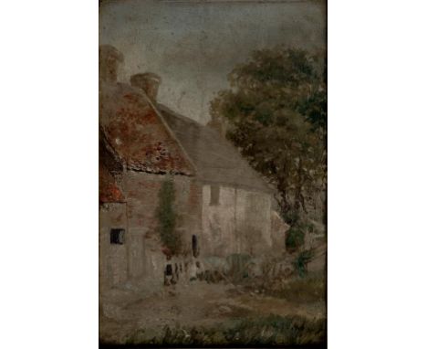 ENGLISH SCHOOL, 19TH CENTURY - THE OLD HOUSE MILL LANE HUTHWAITE, OIL ON CANVAS, 29CM X 19CM AND A WATERCOLOUR OF AN ESTUARY 