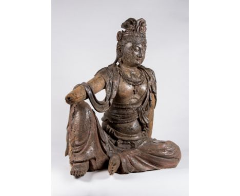  A polychrome wooden sculpture portraying GuanyinChina, Ming dynasty Cm 70,00 x 90,00 x 40,00 22.00 % buyer's premium on the 