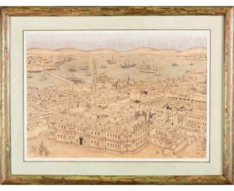  A signed drawing and watercolour painting of the Golden Horn, IstanbulTurkey, late 19th century Cm 50,00 x 35,00 22.00 % buy