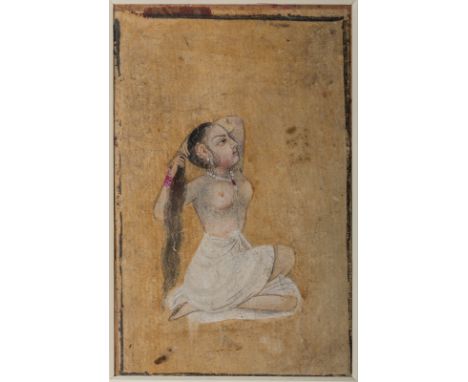  A miniature painting of a lady bathing  India, 17th century For a comparative example please see the miniature at the Israel