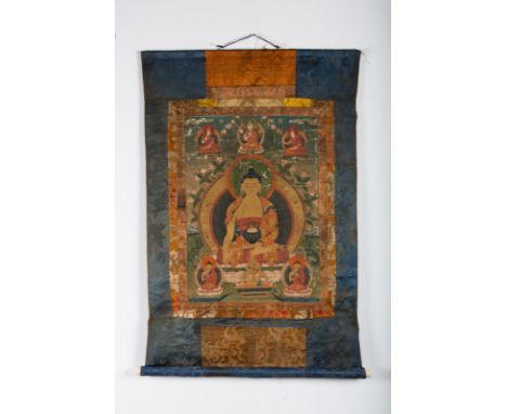  A thangka depicting Buddha SakyamuniTibet, late 18th - early 19th century Cm 40,00 x 55,50 22.00 % buyer's premium on the ha