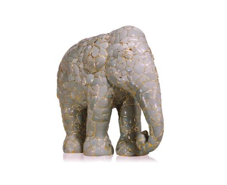 Yeesookyung (b. 1963) South Korean, 'Translated Vase Baby Elephant' (2012), celadon ceramic pieces fused with epoxy and gold,