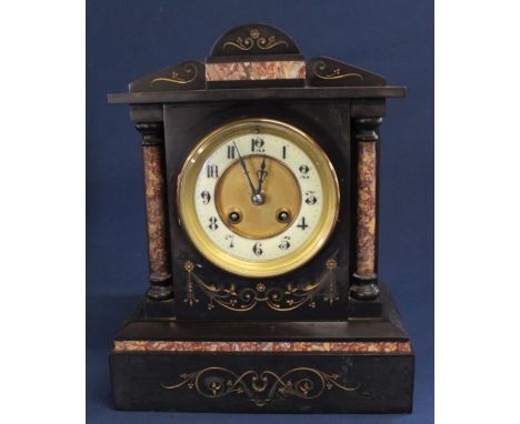 Late Victorian slate mantel clock with Marti movement