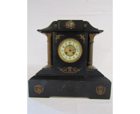 Large late 19th century slate mantel clock - 46cm x 49cm x 15cm
