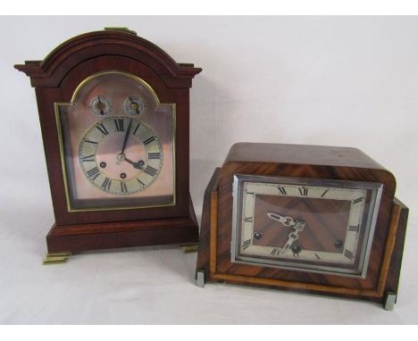 Bracket clock with Philip Haas and Sohne workings approx. 36cm x 26cm x 18cm -&nbsp; missing key - also British made 'Anvil' 