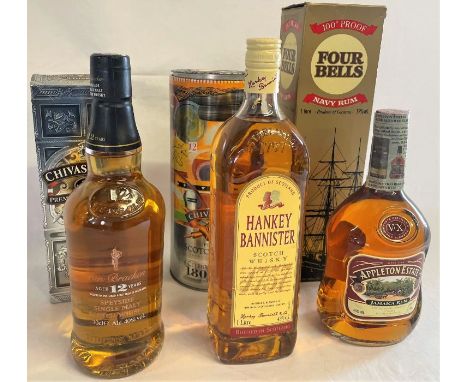 Ben Bracken Aged 12 years Speyside Single Malt Scotch Whisky 70cl, Hankey Bannister 1 litre Scotch Whisky, Appleton Estate 70