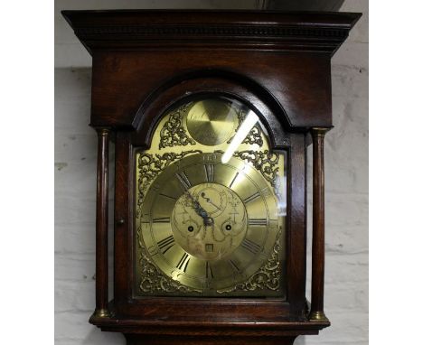 George Chambers of Gateshead Late 19th century 8 day longcase clock, with brass dial &amp; oak case (engraved brass plate to 