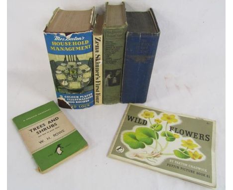 Mrs Beeton's Household Management, Zena Skinner's First Four, Mrs. Edwards' Cookery Book, The Universal Home Guide and Wild F