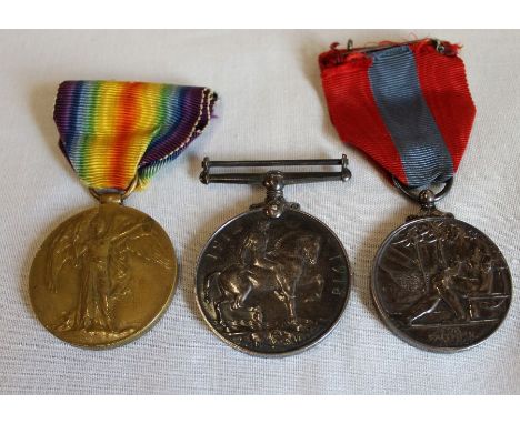 First World War pair medals to PTE F Shaw 20021 Notts &amp; Derby Regiment &amp; George VI Faithful Service medal awarded to 