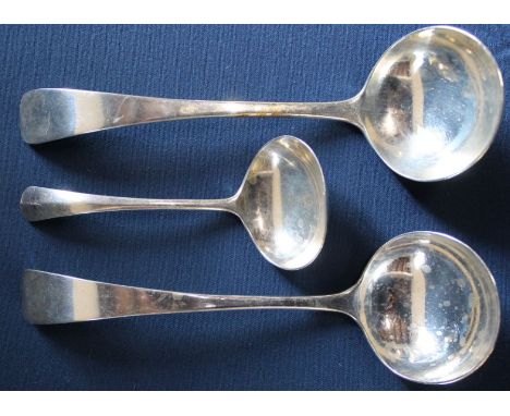 Pair of silver ladles Wakely &amp; Wheeler London 1912 &amp; smaller silver ladle Mappin &amp; Webb Sheffield 1937, 5.3ozt to