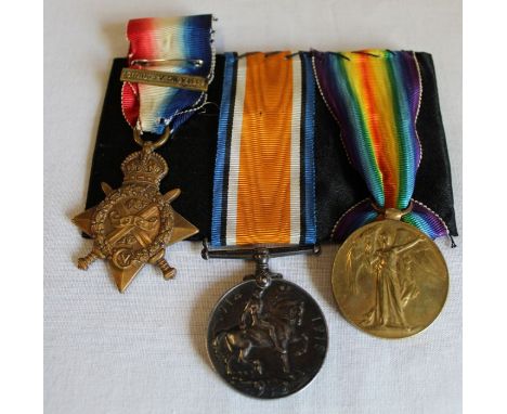 First World War "Mons" trio medals awarded to Pte / SJT J A Harman 4290 5th Royal Irish Lancers, including 5th Aug - 22nd - N