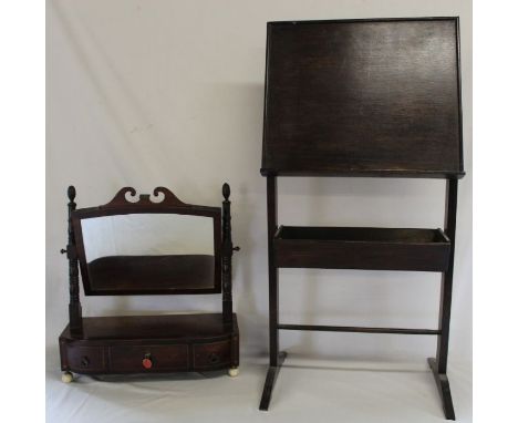 19th century mahogany toilet mirror &amp; easel / book stand